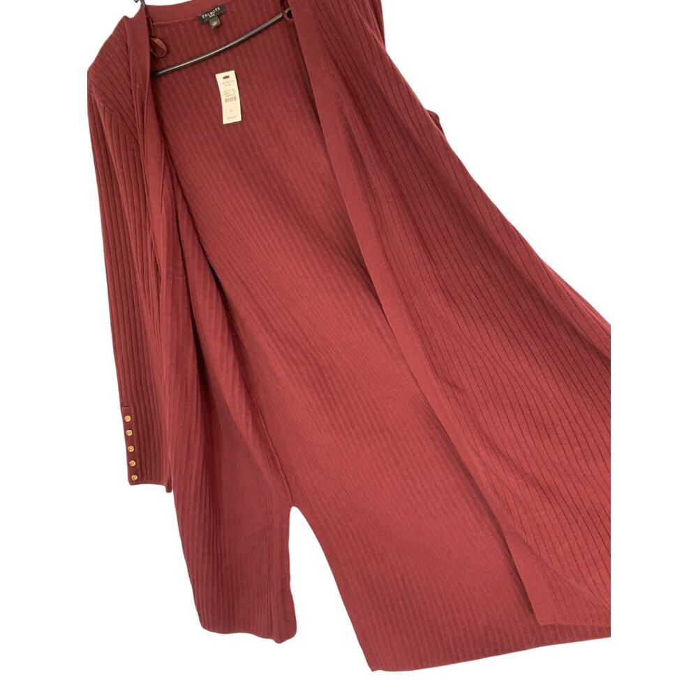 Talbots Petites Burgundy Ribbed Open Front Cardigan Sweater PL RHH10565